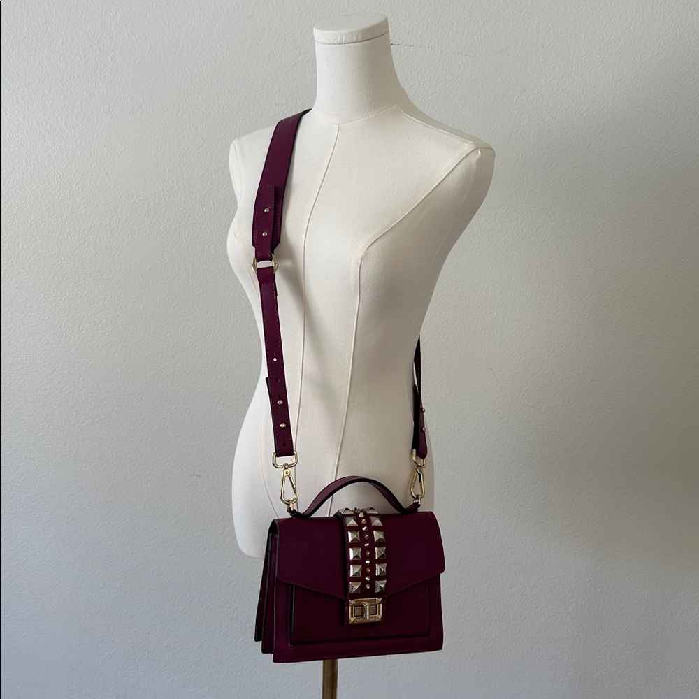Valentino Berry Leather Crossbody with Gold Studs - Picture 5 of 6